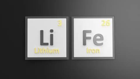 Periodic table of elements symbols used to form word Life, isolated on black Stock Illustration