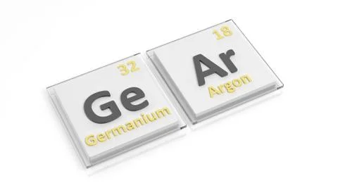 Periodic table of elements symbols used to form word Gear, isolated on white. Illustrazione stock