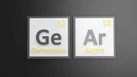 Periodic table of elements symbols used to form word Gear, isolated on black Illustrazione stock