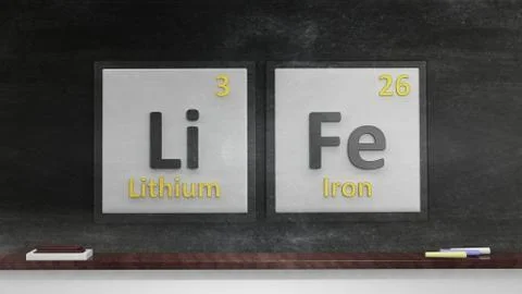 Periodic table of elements symbols used to form word Life, on blackboard イラスト素材