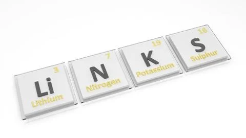 Periodic table of elements symbols used to form word Links, isolated on white Stock Illustration