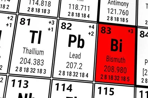 Periodic table of the elements: Thallium, Lead, Bismuth 스톡 일러스트