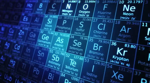 Periodic table. Loopable. Blue-White Stock Footage