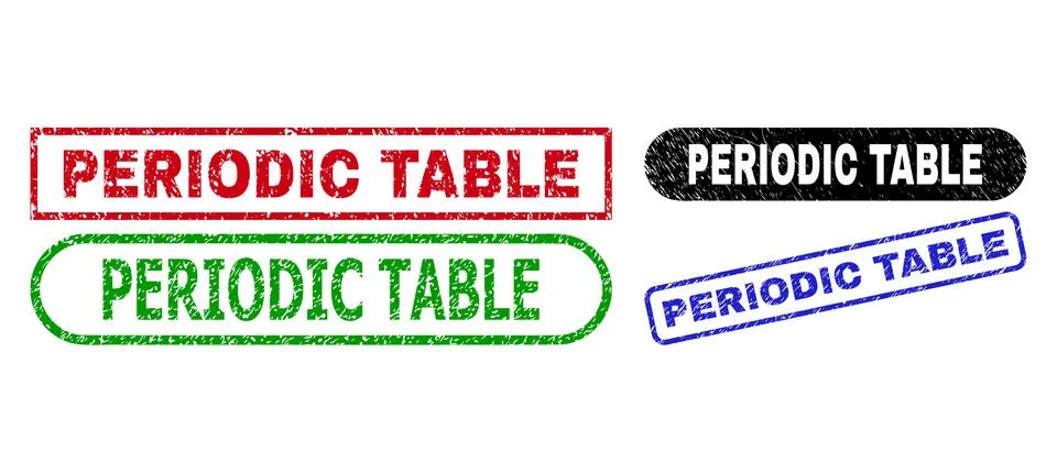 PERIODIC TABLE Rectangle Stamp Seals Using Corroded Style イラスト素材