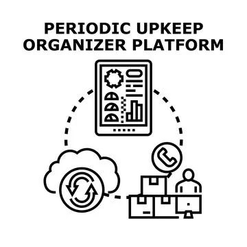 Periodic upkeep organizer platform managing maintenance tasks Stock Illustration