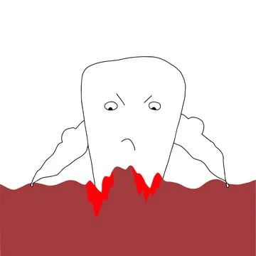 Periodontal disease bleeding toothpaste illustrations, hand drawn, doodle Stock Illustration