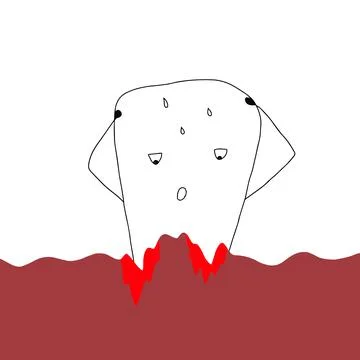 Periodontal disease bleeding toothpaste illustrations, hand drawn, doodle Stock Illustration