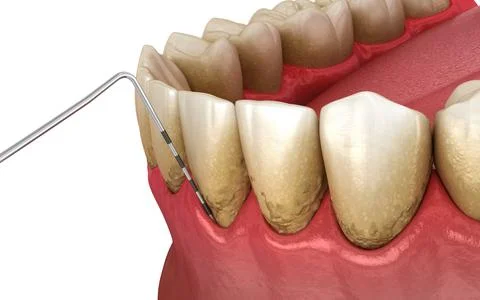 Periodontitis testing, gum recession process. Medically accurate Stock Illustration
