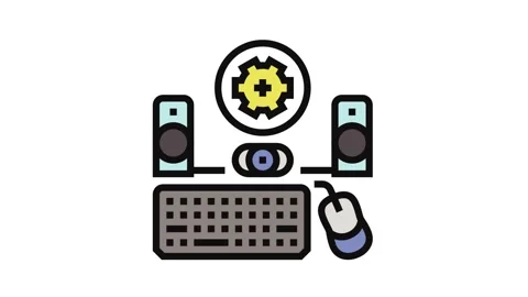Peripheral setup repair computer color icon animation Stock Footage 326106509