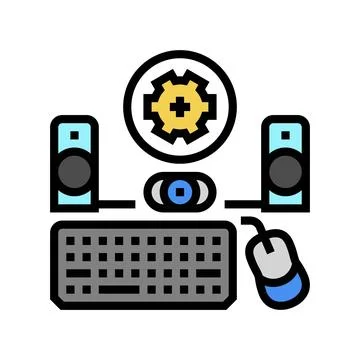 Peripheral setup repair computer color icon vector illustration 스톡 일러스트