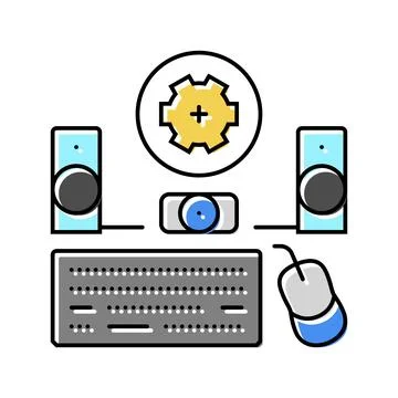 Peripheral setup repair computer color icon vector illustration 스톡 일러스트