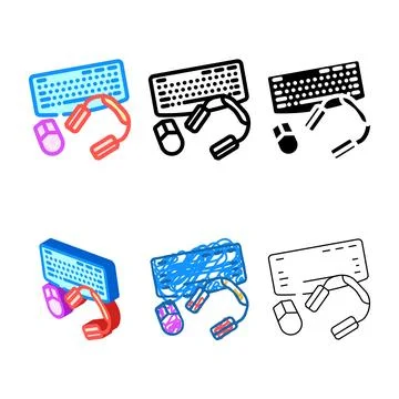 Peripheral setup repair computer color icon stylized vector 스톡 일러스트