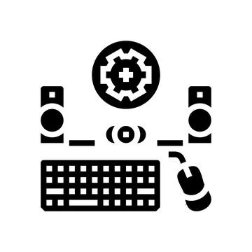 Peripheral setup repair computer glyph icon vector illustration Stock Illustration