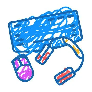 Peripheral setup repair computer icon doodle illustration Stock Illustration