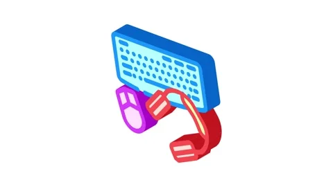 Peripheral setup repair computer isometric icon animation Video stock 327288169
