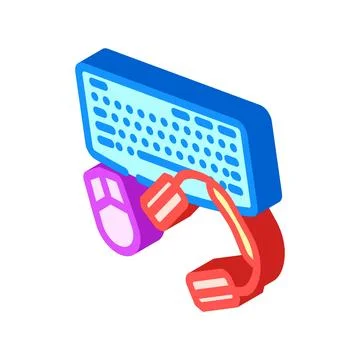 Peripheral setup repair computer isometric icon vector illustration 스톡 일러스트