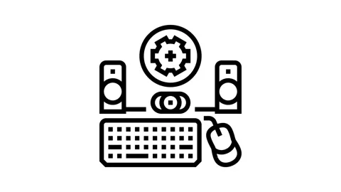 Peripheral setup repair computer line icon animation Stock Footage 326132435