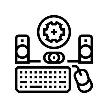 Peripheral setup repair computer line icon vector illustration Stock Illustration