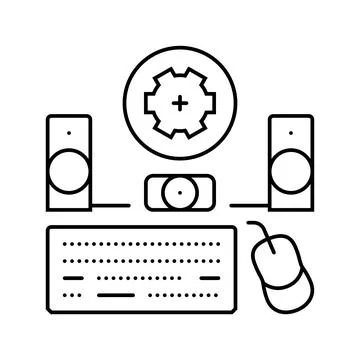 Peripheral setup repair computer line icon vector illustration 스톡 일러스트