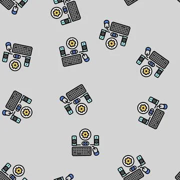 Peripheral setup repair computer vector seamless pattern Illustrazione stock