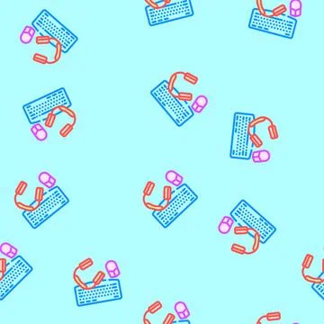 Peripheral setup repair computer vector seamless pattern 스톡 일러스트