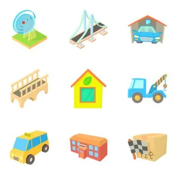 Periphery icons set, cartoon style Stock Illustration