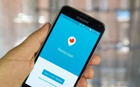 Periscope application on a cell phone Foto stock