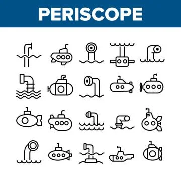 Periscope Collection Elements Icons Set Vector Stock Illustration