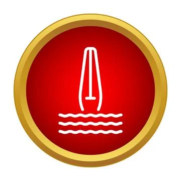 Periscope emerging from water icon in a red circle Stock Illustration