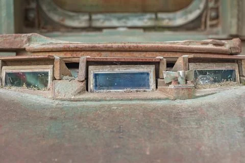Periscope window on the surface of a tank or self-propelled artillery Stock Photos