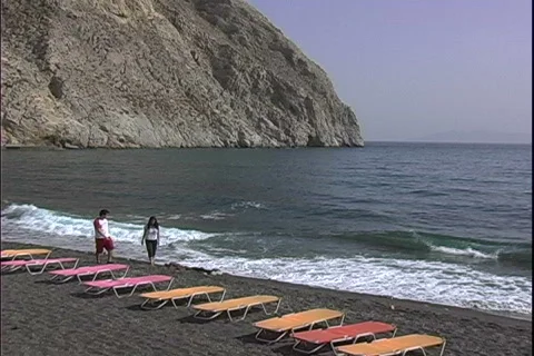 Perissa Beach People Stockbeeldmateriaal 819528