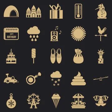 Peristyle icons set, simple style Stock Illustration