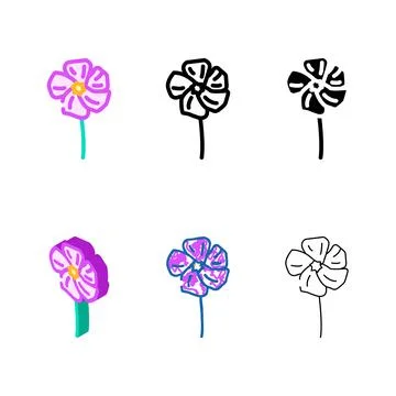 Periwinkle flower spring color icon vector variations Stock Illustration