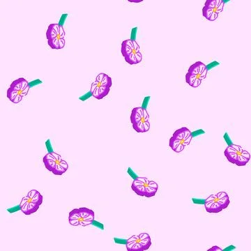 Periwinkle flower spring isometric icon seamless pattern Stock Illustration