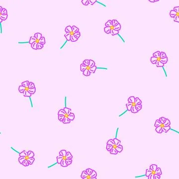 Periwinkle flower spring vector seamless pattern 스톡 일러스트