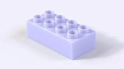 Periwinkle Plastic Building Block on White Background Stock Illustration