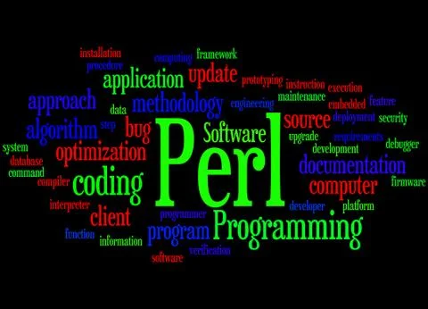 Perl programming, word cloud concept Stock Illustration