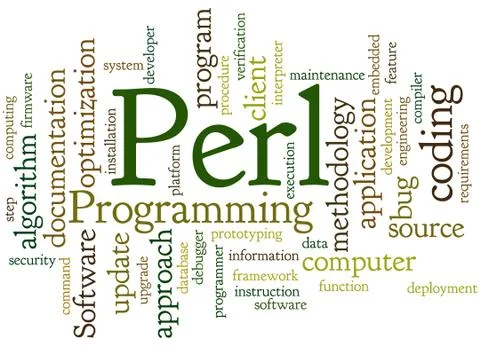 Perl programming, word cloud concept Stock Illustration