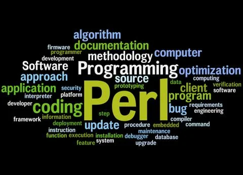 Perl programming, word cloud concept Stock Illustration