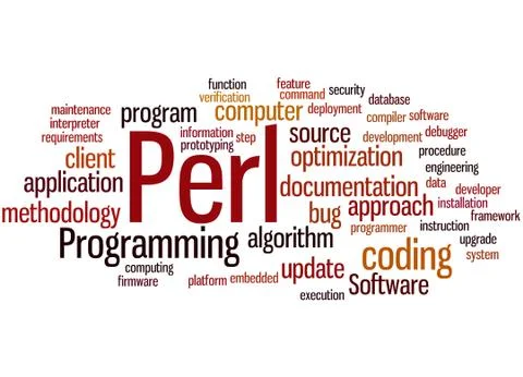 Perl programming, word cloud concept Stock Illustration