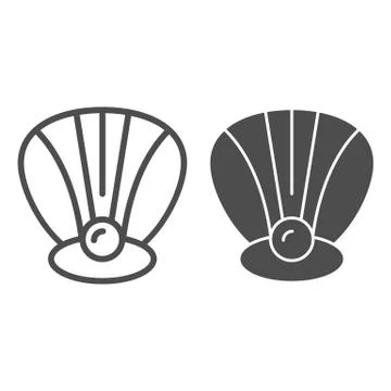 Perl in a shell line and glyph icon. Clam vector illustration isolated on white Stock Illustration
