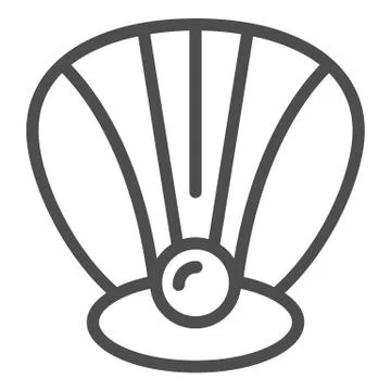 Perl in a shell line icon. Clam vector illustration isolated on white. Seashell Stock Illustration