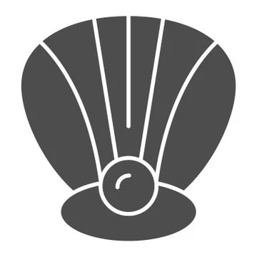 Perl in a shell solid icon. Clam vector illustration isolated on white. Seashell イラスト素材