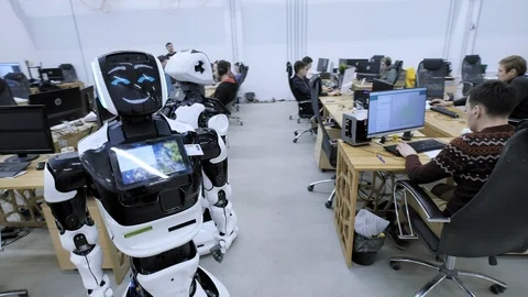 PERM RUSSIA - 13.12.2018: A group of software engineers create software code for Stock Footage 101560198