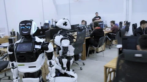 PERM RUSSIA - 13.12.2018: A group of software engineers create software code for Stock Footage 101560551