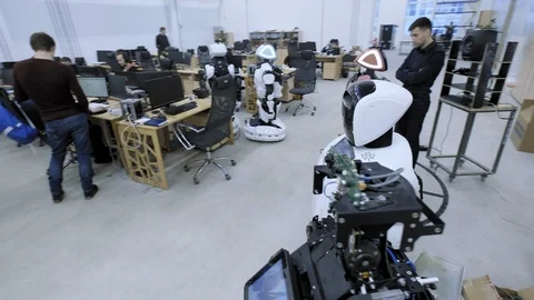 PERM RUSSIA - 13.12.2018: A group of software engineers create software code for Stock Footage 101562170