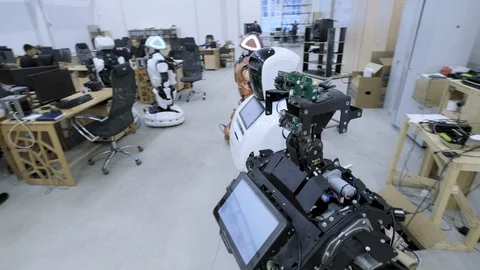 PERM RUSSIA - 13.12.2018: A group of software engineers create software code for Stock Footage 101562533