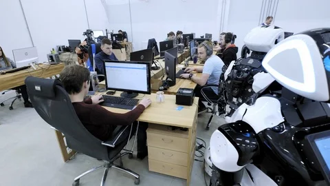 PERM RUSSIA - 13.12.2018: A group of software engineers create software code for Stock Footage 101562599