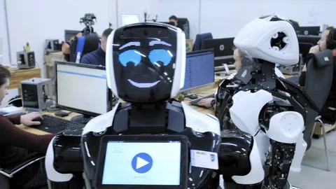 PERM RUSSIA - 13.12.2018: A group of software engineers create software code for Stock Footage 101562727