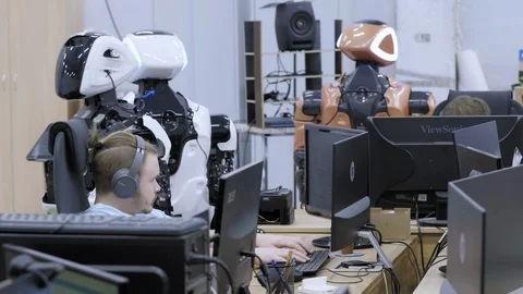 PERM RUSSIA - 13.12.2018: A group of software engineers create software code for Stock Footage 101563559